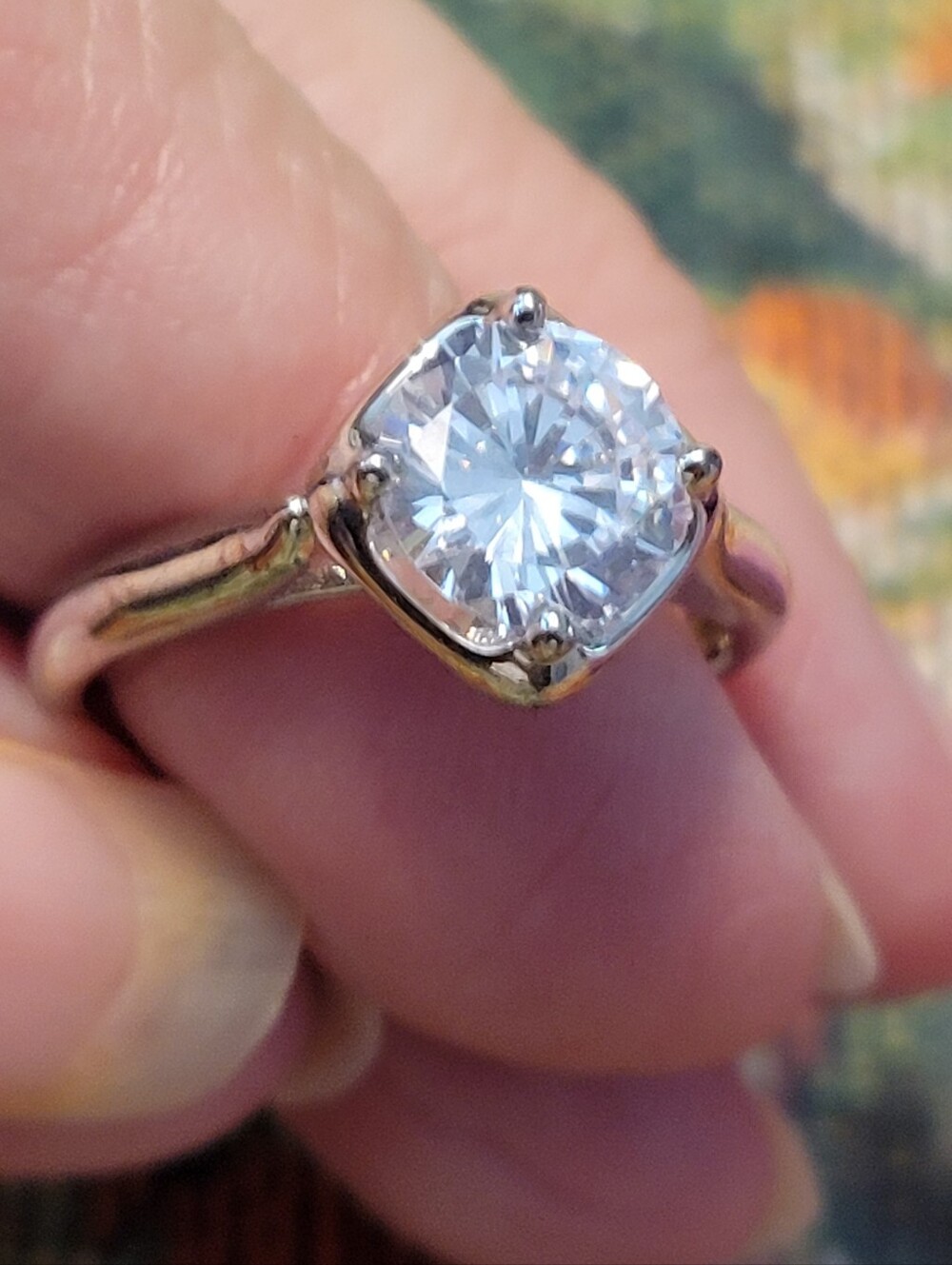Classic Solitaire CZ Engagement Ring in Silver-Tone Size 8